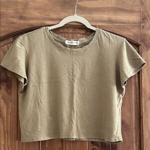NATURAL LIFE Olive Green Cropped Crew Tee